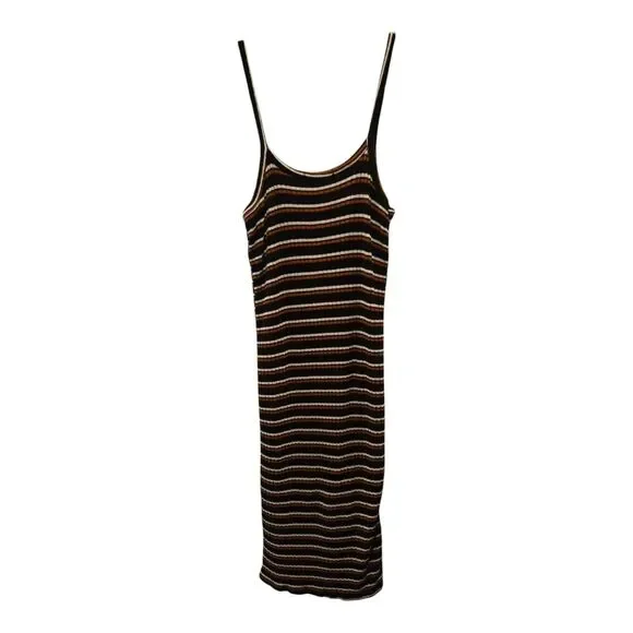 Don't Ask Why Striped Black and Brown Dress OS - Picture 3 of 4